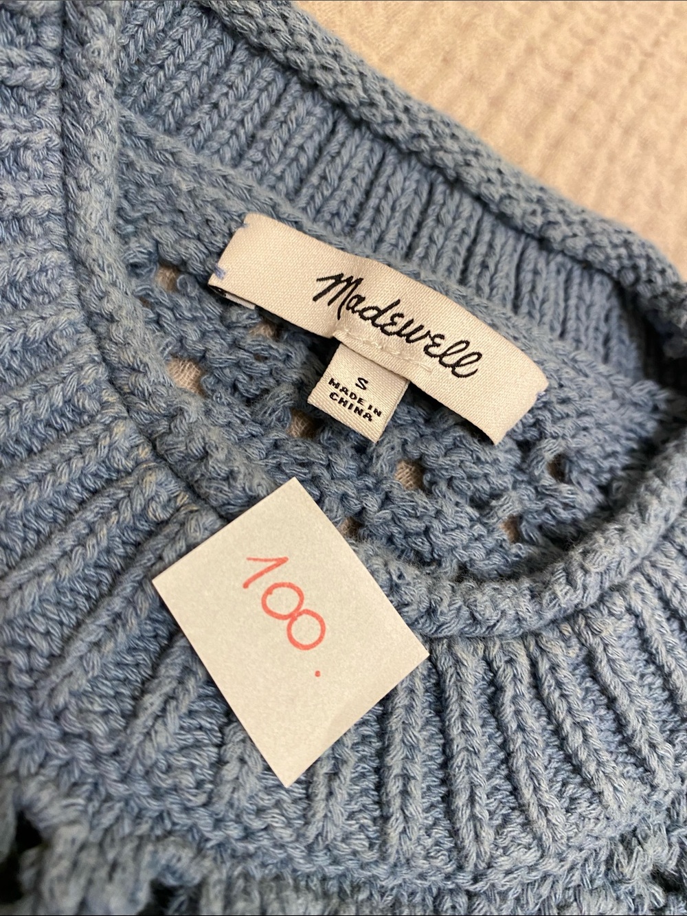Madewell Blue Crochet Open-Weave Tank Top. Size S. Style NL192 - Picture 7 of 7